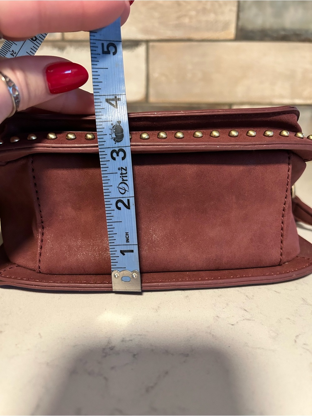 Like New Francesca’s Burgundy Woven Tassel Studded Crossbody Bag - Picture 14 of 14